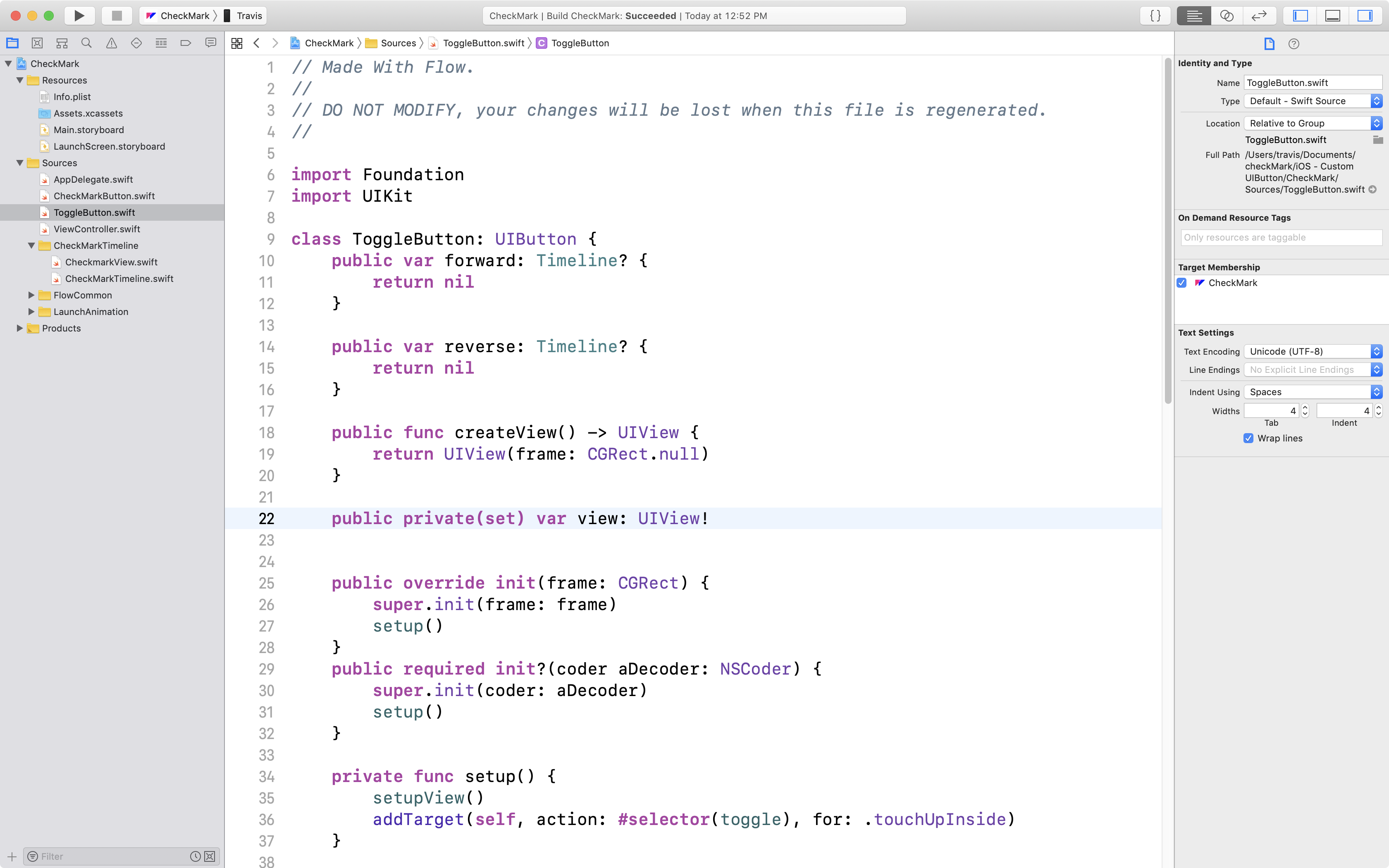 Flow Understanding the Xcode Project for Custom Buttons